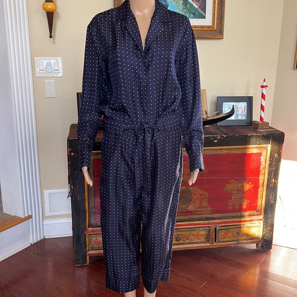 Rag & Bone Navy Polka Dot Silk Arthur Jumpsuit 4 - Picture 8 of 14